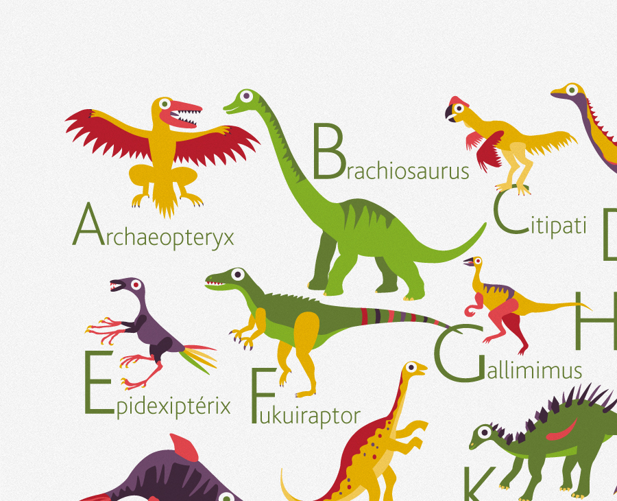 English Dinosaurs Alphabet Poster PUKACA
