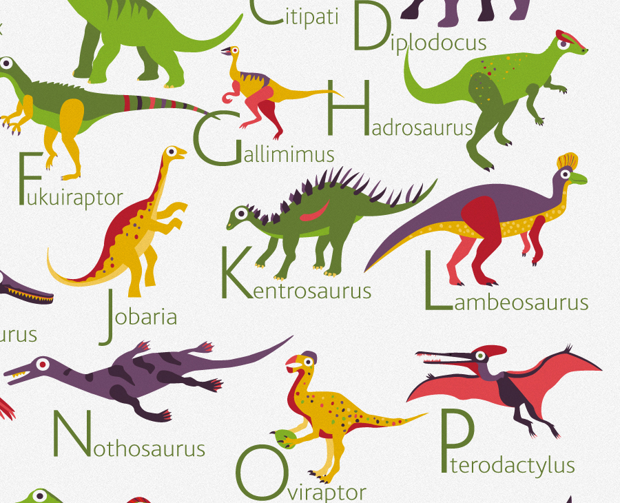 Personalized Dinosaurs Alphabet Poster | PUKACA