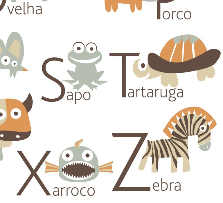 PORTUGUESE Animals Alphabet Poster - PUKACA